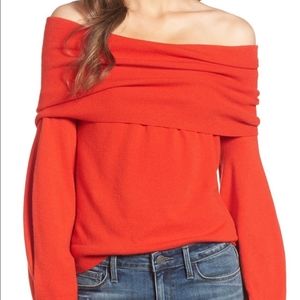 Treasure and bond red off the shoulder sweater